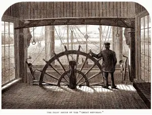 Workers aboard a steamboat