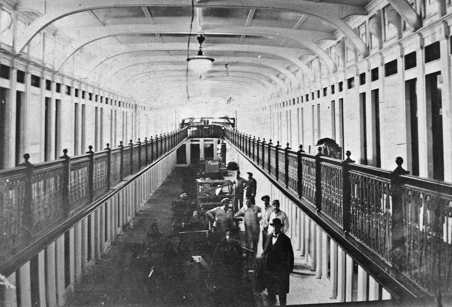 Workers aboard a steamboat