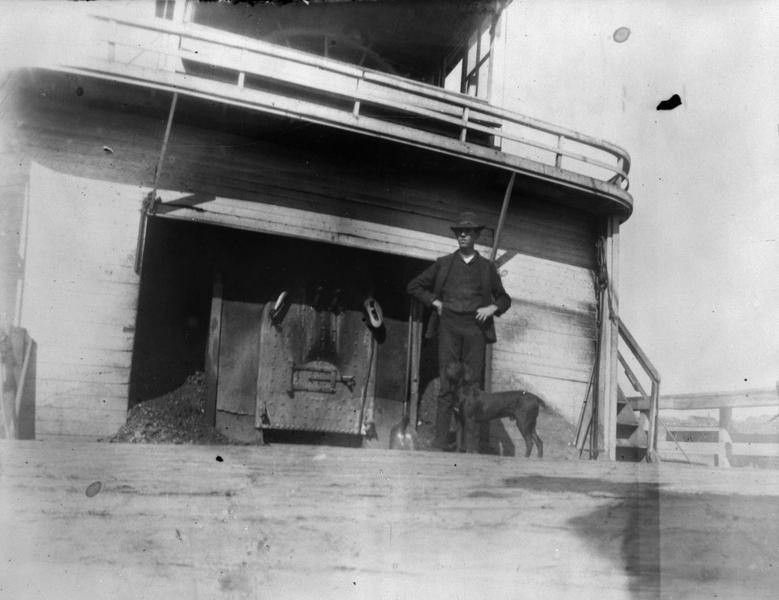 Workers aboard a steamboat